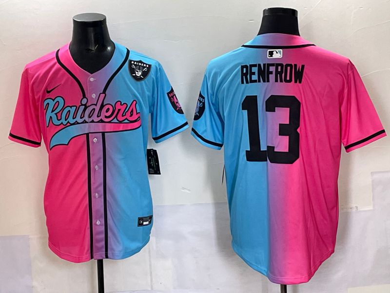 Men 2025 Oakland Raiders 13 Renfrow Blue pink Nike Limited NFL Jersey 007